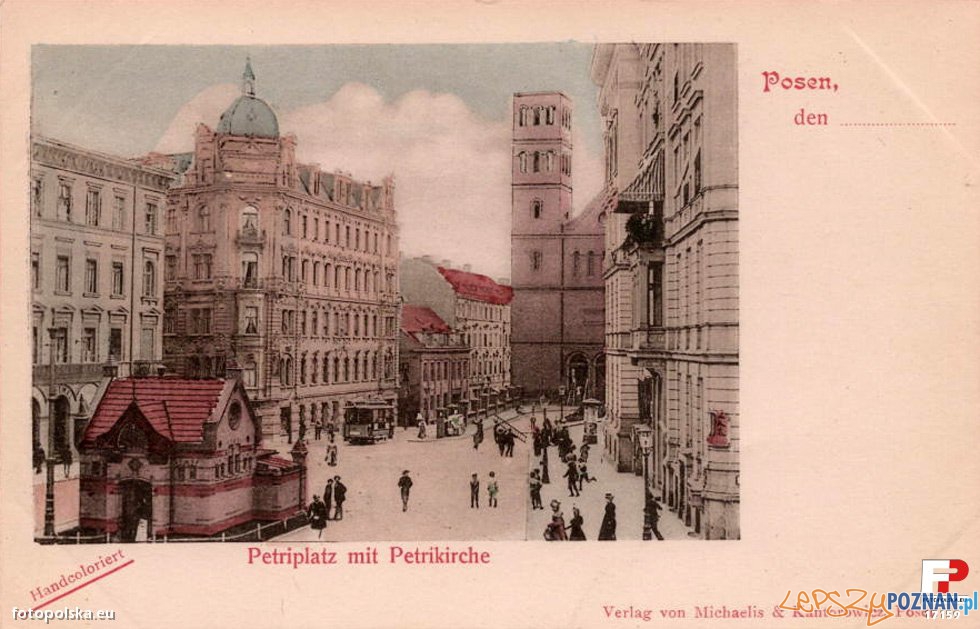 Pocztówka z Poznania, Plac Św. Piotra obecnie Wiosny Ludów, początek XX wieku, przed 1919 r Foto: Pocztówka z Poznania, Plac Św. Piotra obecnie Wiosny Ludów, początek XX wieku, przed 1919 r Foto: