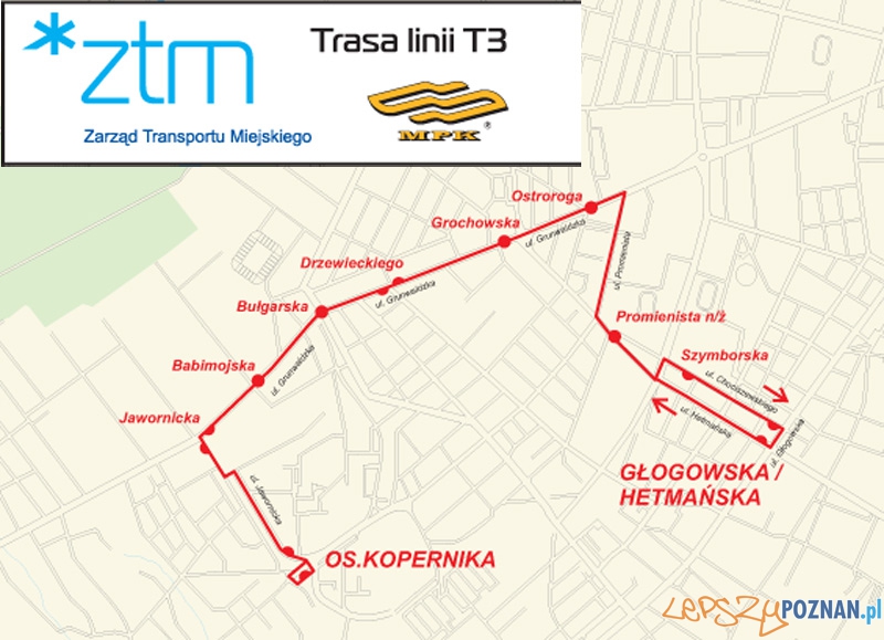 Przebieg trasy linii T3 po zmianach na rondzie Jana Nowaka Jeziorańskiego Foto: Przebieg trasy linii T3 po zmianach na rondzie Jana Nowaka Jeziorańskiego Foto: