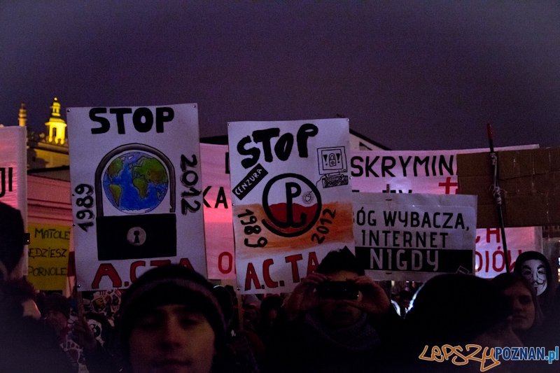Protest przeciwko ACTA - 26.01.2012 r. Foto: lepszyPOZNAN.pl / Piotr Rychter Protest przeciwko ACTA - 26.01.2012 r. Foto: lepszyPOZNAN.pl / Piotr Rychter