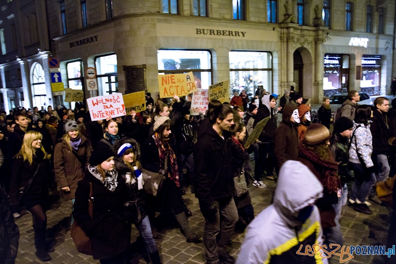 Protest przeciwko ACTA - 26.01.2012 r. Foto: lepszyPOZNAN.pl / Piotr Rychter Protest przeciwko ACTA - 26.01.2012 r. Foto: lepszyPOZNAN.pl / Piotr Rychter