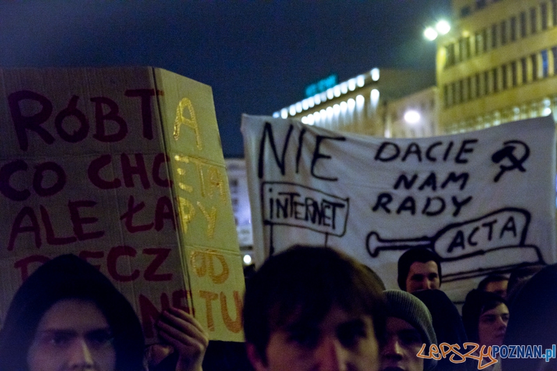 Protest przeciwko ACTA - 26.01.2012 r. Foto: lepszyPOZNAN.pl / Piotr Rychter Protest przeciwko ACTA - 26.01.2012 r. Foto: lepszyPOZNAN.pl / Piotr Rychter