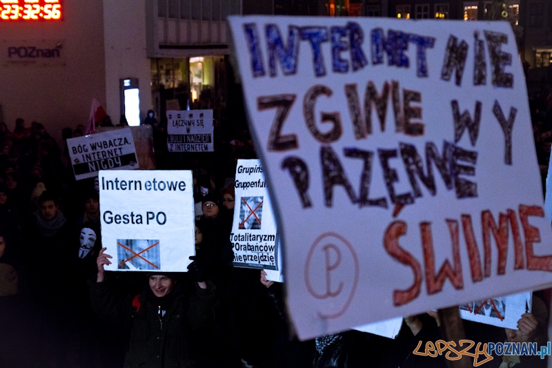Protest przeciwko ACTA - 26.01.2012 r. Foto: lepszyPOZNAN.pl / Piotr Rychter Protest przeciwko ACTA - 26.01.2012 r. Foto: lepszyPOZNAN.pl / Piotr Rychter