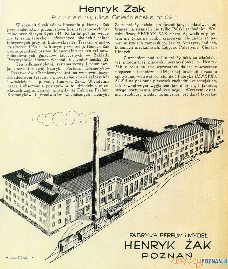 Fabryka Perfum i Mydeł Henryk Zak, Gnieźnieńska 32 Foto: Muzeum Narodowe w Poznaniu, wystawa Miejska ikonosfera na drukach reklamowych z widokami Poznania 18 Fabryka Perfum i Mydeł Henryk Zak, Gnieźnieńska 32 Foto: Muzeum Narodowe w Poznaniu, wystawa Miejska ikonosfera na drukach reklamowych z widokami Poznania 18