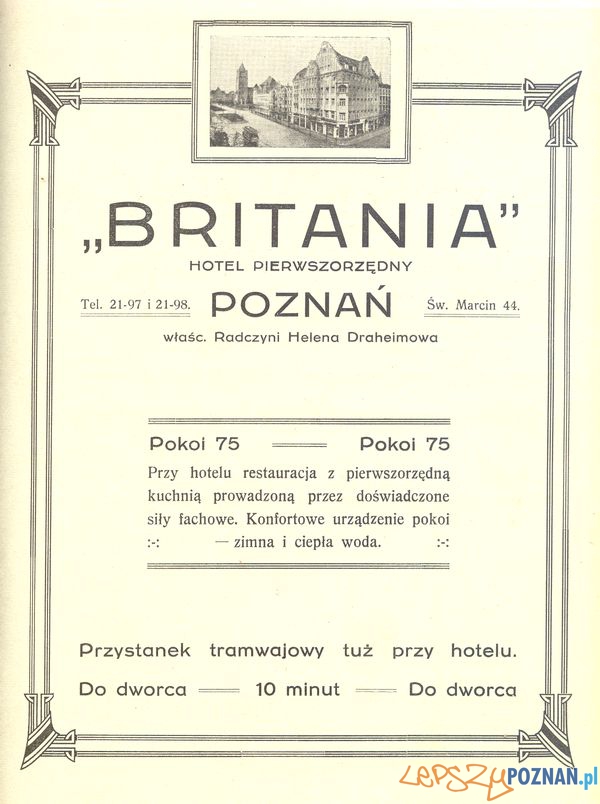 Księgarnia Britania, Św. marcin 74, 1929 Foto: Muzeum Narodowe w Poznaniu, wystawa Miejska ikonosfera na drukach reklamowych z widokami Poznania 18 Księgarnia Britania, Św. marcin 74, 1929 Foto: Muzeum Narodowe w Poznaniu, wystawa Miejska ikonosfera na drukach reklamowych z widokami Poznania 18