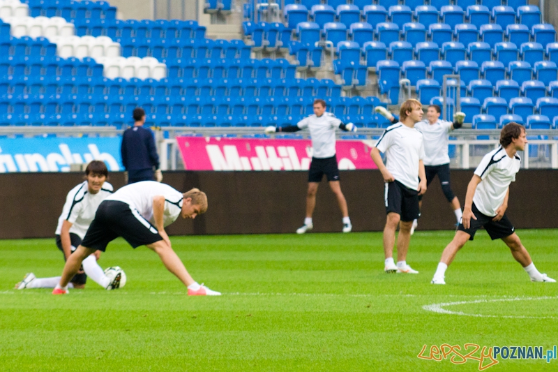 Zawodnicy kazachskiego zespołu Żetysu Tałdykorgan podczas treningu na Stadionie Miejskim w Poznaniu Foto: lepszyPOZNAN.pl/ Piotr Rychter Zawodnicy kazachskiego zespołu Żetysu Tałdykorgan podczas treningu na Stadionie Miejskim w Poznaniu Foto: lepszyPOZNAN.pl/ Piotr Rychter
