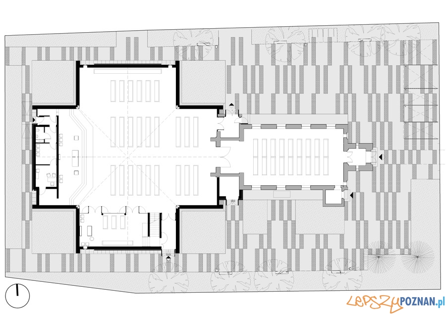 Nowa część kościoła w Rokietnicy - rzut Foto: Front Architects Nowa część kościoła w Rokietnicy - rzut Foto: Front Architects