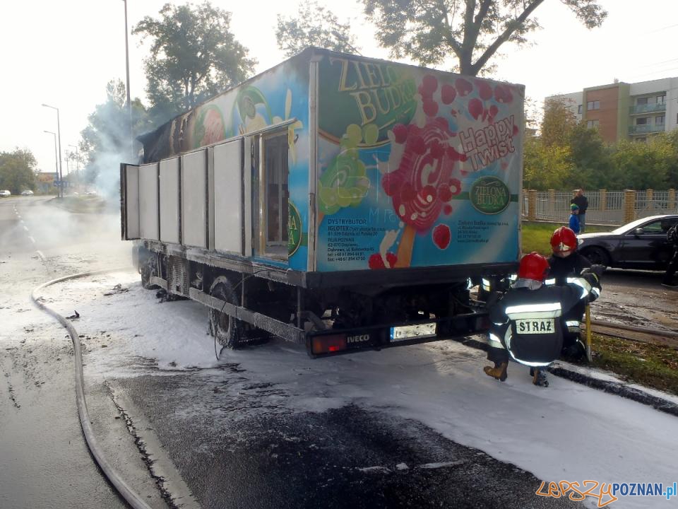 Pożar ciężarówki na Dymka (4) Foto: PSP w Poznaniu Pożar ciężarówki na Dymka (4) Foto: PSP w Poznaniu