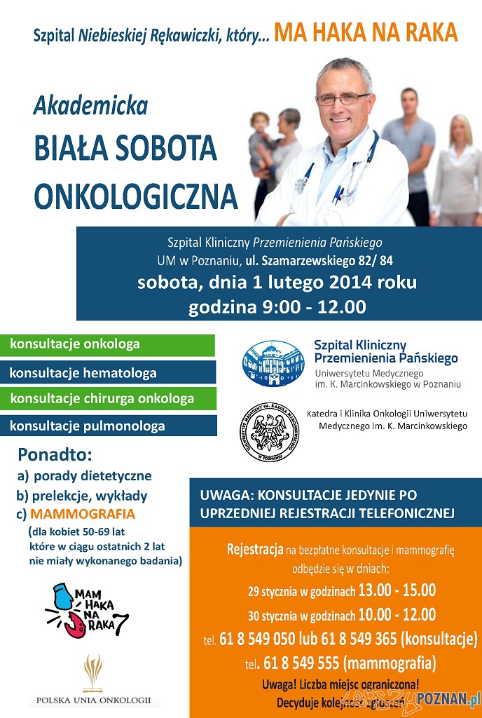 Biała Sobota 1.02.2014 (plakat) Foto: Szpital Kliniczny Przemienienia Pańskiego w Poznaniu Biała Sobota 1.02.2014 (plakat) Foto: Szpital Kliniczny Przemienienia Pańskiego w Poznaniu