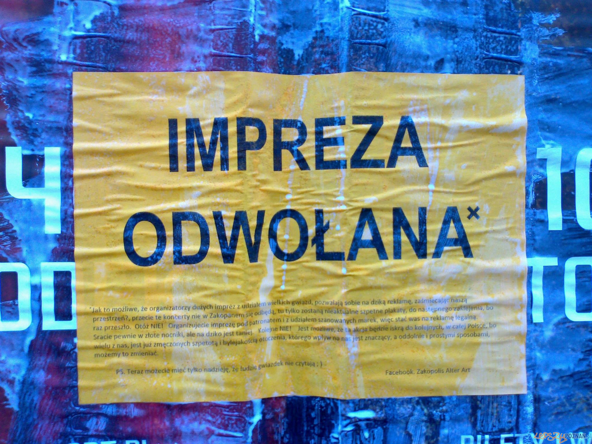 Impreza odwołana Foto: Zakopolis Alter Art Impreza odwołana Foto: Zakopolis Alter Art