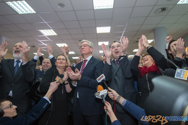 Jacek Jaśkowiak podczas ogłoszenia wyników sondażowych  Foto: lepszyPOZNAN.pl / Piotr Rychter