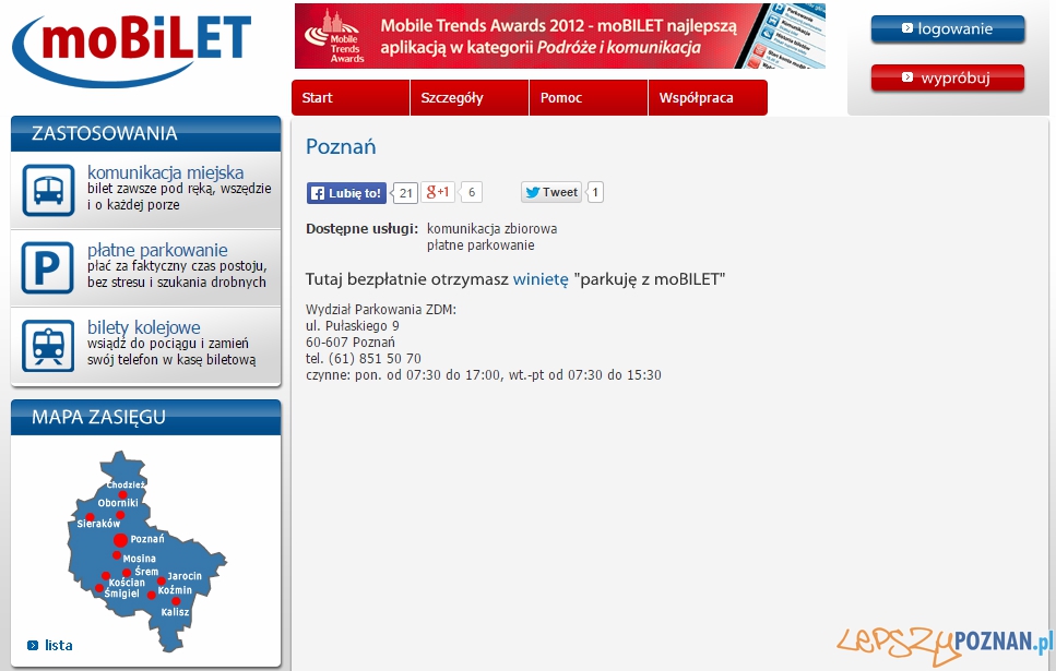 mobilet - zrzut ekranu  Foto: 