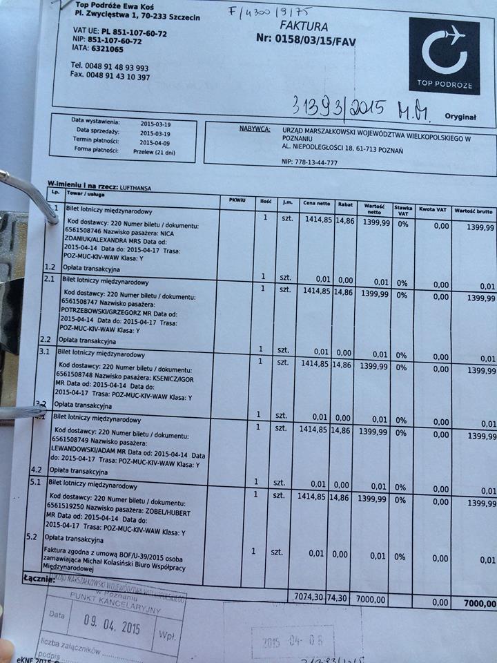 ujawnione przez Zbigniewa Stonogę rachunki, które miały być wystawione na Urząd marszałkowski Województwa Wielkopolskiego Foto: ujawnione przez Zbigniewa Stonogę rachunki, które miały być wystawione na Urząd marszałkowski Województwa Wielkopolskiego Foto: