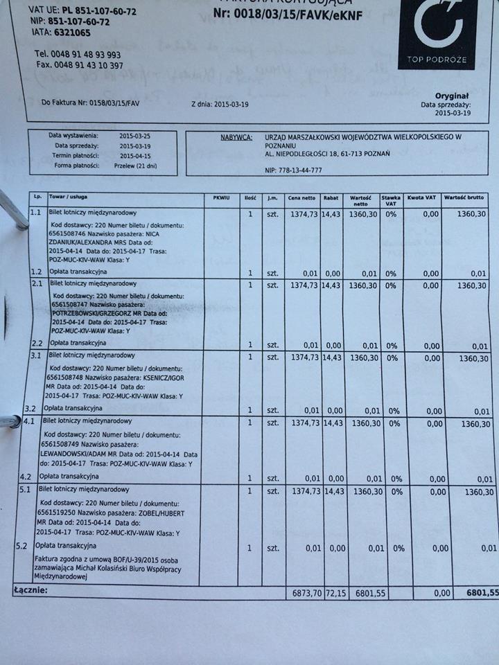 ujawnione przez Zbigniewa Stonogę rachunki, które miały być wystawione na Urząd marszałkowski Województwa Wielkopolskiego Foto: ujawnione przez Zbigniewa Stonogę rachunki, które miały być wystawione na Urząd marszałkowski Województwa Wielkopolskiego Foto: