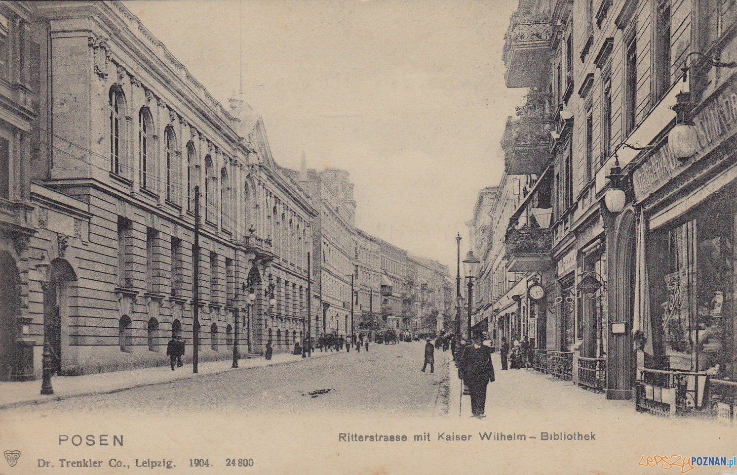 Ritterstrasse - Rycerska w 1905 r, dziś Ratajczaka  Foto: Biblioteka Uniwersytecka