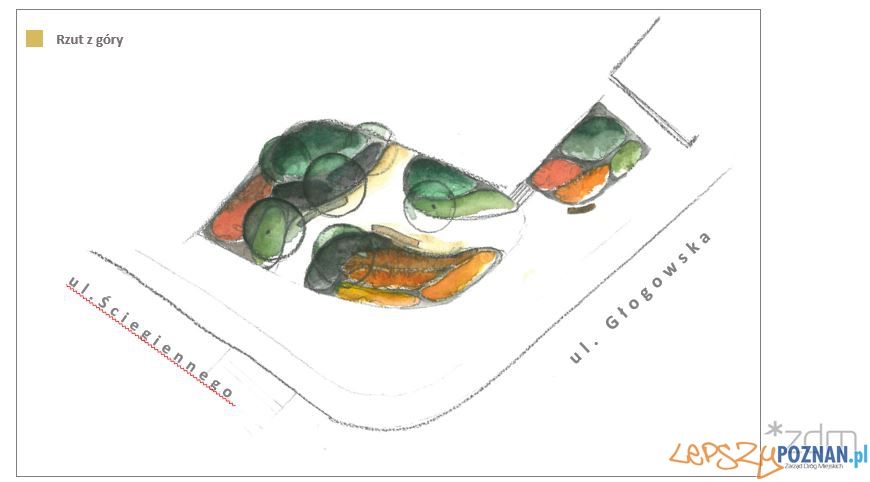 rzut z góry na projekt Ściegiennego/Głogowska Foto: ZDM rzut z góry na projekt Ściegiennego/Głogowska Foto: ZDM