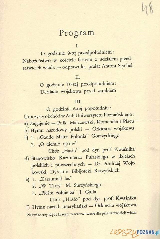Uroczystości ku czci Pulaskiego - program 1929 Foto: Archiwum Państwowe w Poznaniu Uroczystości ku czci Pulaskiego - program 1929 Foto: Archiwum Państwowe w Poznaniu