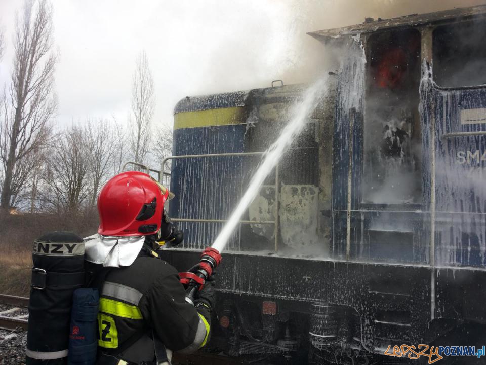 Pożar lokomotywy Foto: PSP JRG 8 Pożar lokomotywy Foto: PSP JRG 8