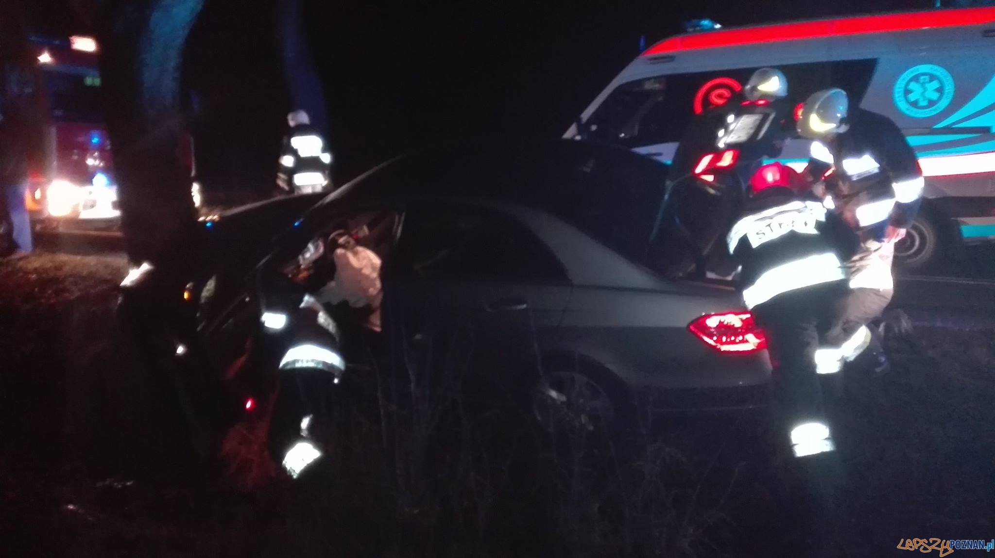 Jazda zakończona na drzewie Foto: OSP Skoki Jazda zakończona na drzewie Foto: OSP Skoki