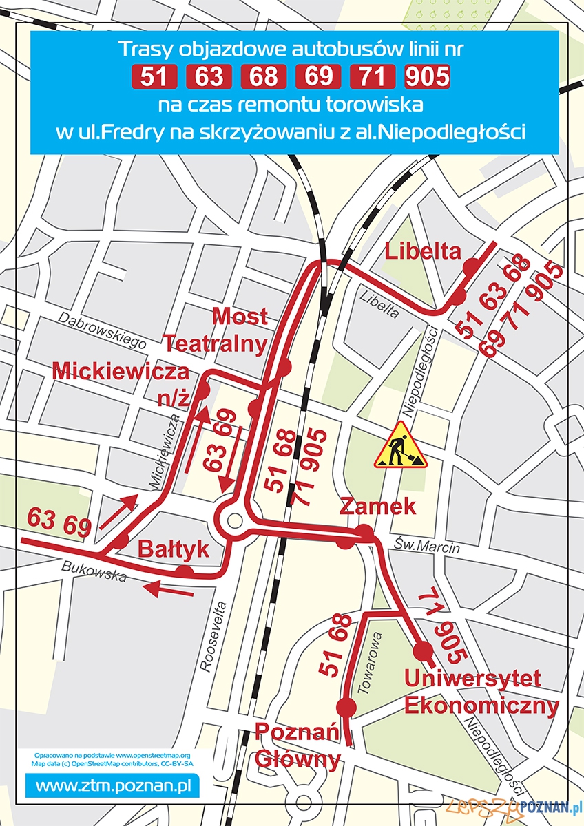 Zmiana tras w rejonie Kaponiery Foto: ZTM Zmiana tras w rejonie Kaponiery Foto: ZTM