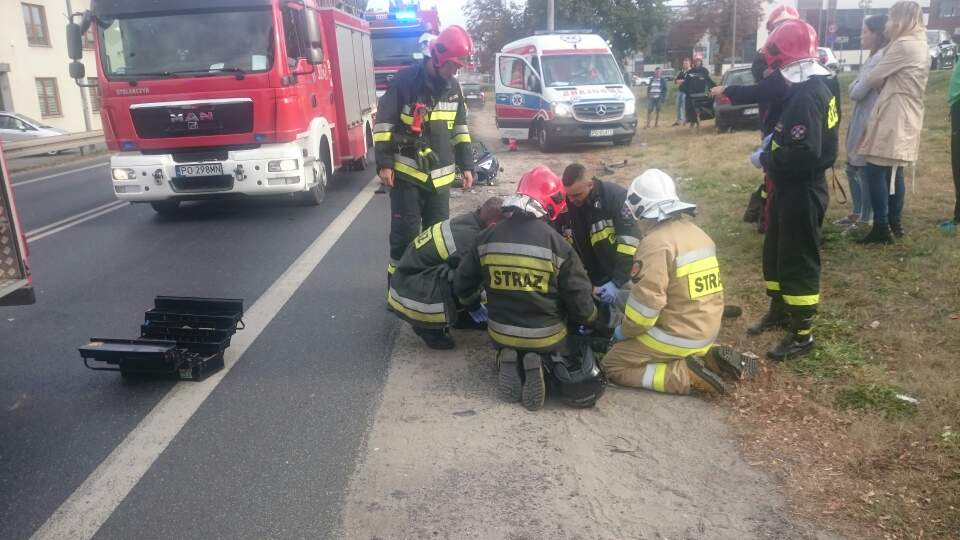 Motocyklista ranny w wypadku Foto: OSP Suchy Las Motocyklista ranny w wypadku Foto: OSP Suchy Las
