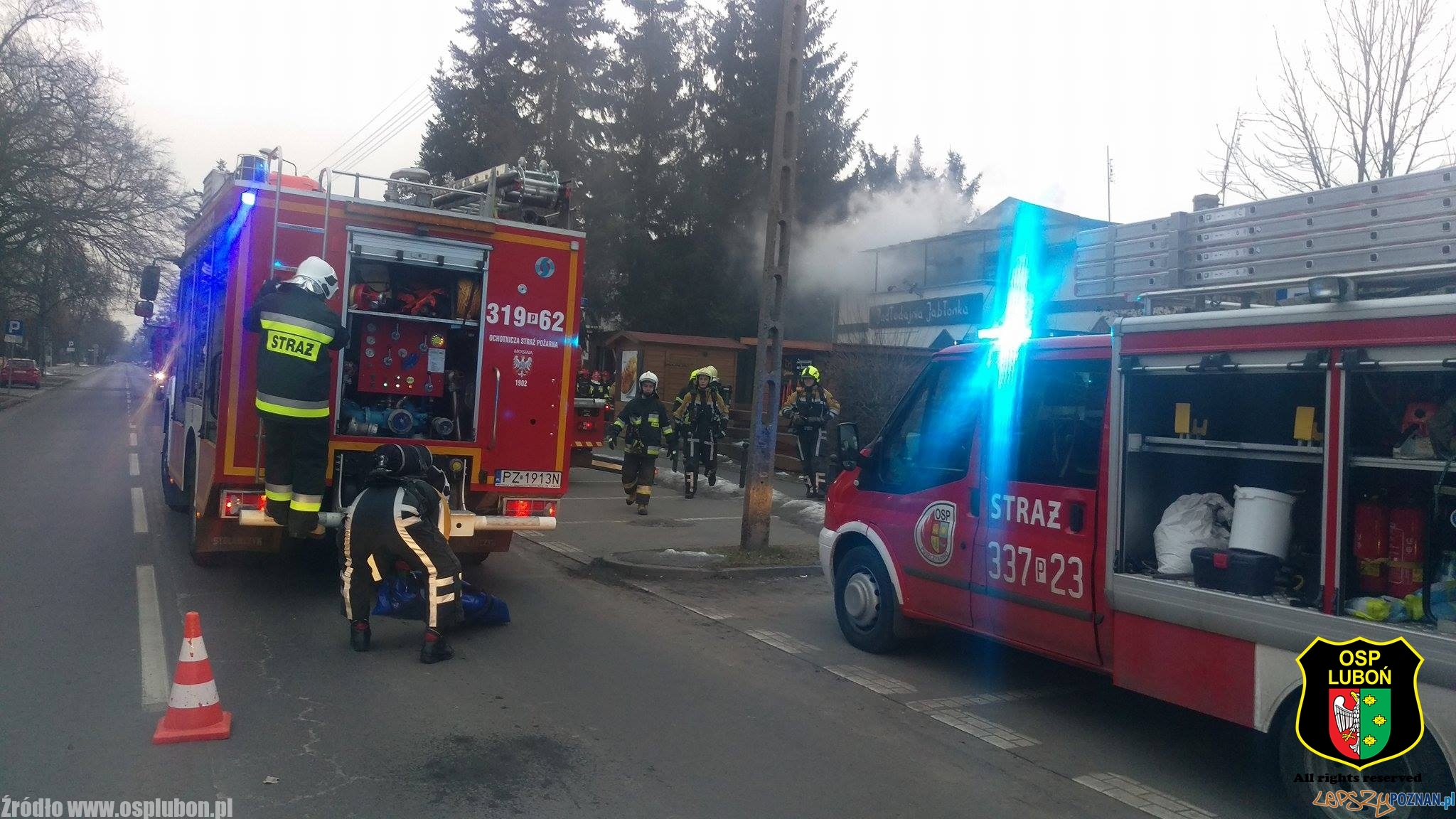 Pożar restauracji Jabłonka Foto: OSP Luboń Pożar restauracji Jabłonka Foto: OSP Luboń