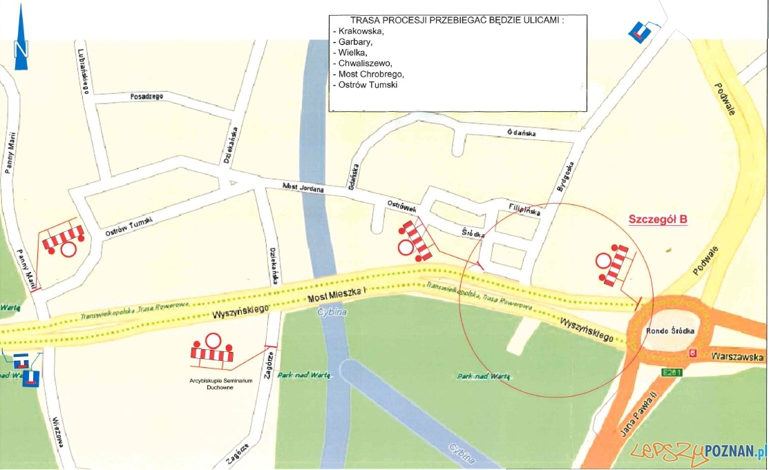 zamkniecie drog podczas procesji bozego ciala Foto: UMP zamkniecie drog podczas procesji bozego ciala Foto: UMP