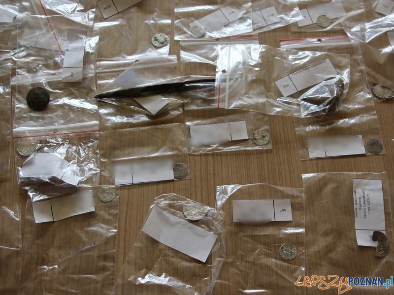 Monety znalezione podczas nielegalnych wykopalisk Foto: Policja Poznań Monety znalezione podczas nielegalnych wykopalisk Foto: Policja Poznań