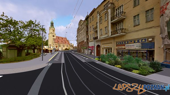 Wizualizacja przebudowy torowisk w ulicach Wierzbięcice i 28 czerwca 1956 Foto: Wizualizacja przebudowy torowisk w ulicach Wierzbięcice i 28 czerwca 1956 Foto: