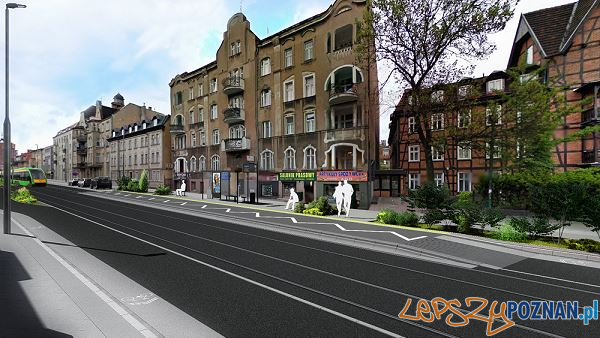 Wizualizacja przebudowy torowisk w ulicach Wierzbięcice i 28 czerwca 1956 Foto: Wizualizacja przebudowy torowisk w ulicach Wierzbięcice i 28 czerwca 1956 Foto: