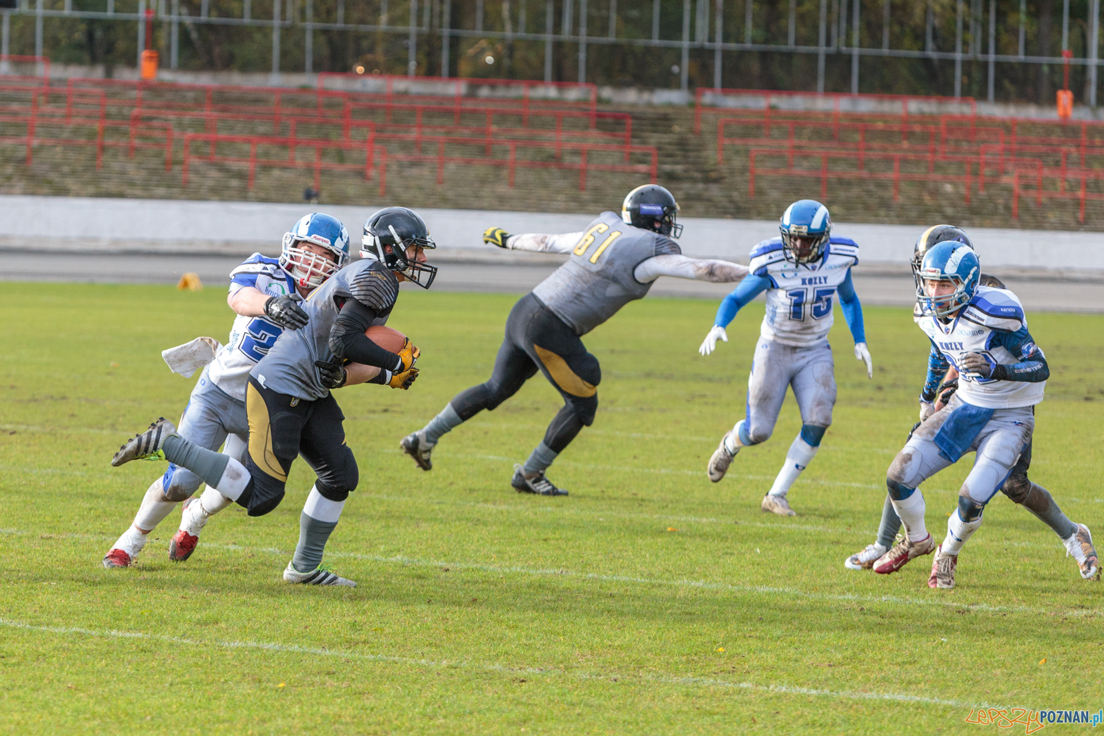 Półfinał MP U19: Kozły Poznań - Lowlanders Bialystok 22:0 - Foto: LepszyPOZNAN.pl / Paweł Rychter Półfinał MP U19: Kozły Poznań - Lowlanders Bialystok 22:0 - Foto: LepszyPOZNAN.pl / Paweł Rychter