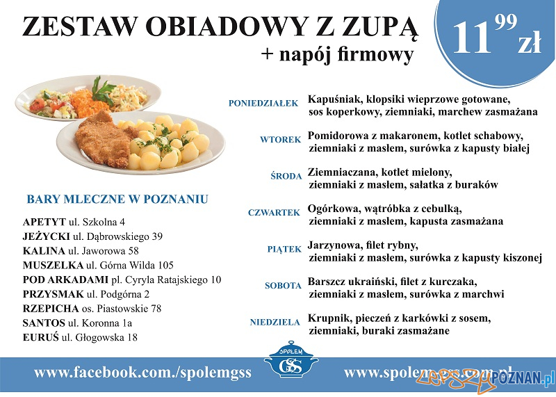 Bar mleczny Euruś - Głogowska 18 - menu - grudzień 2017 Foto: GSS Społem Bar mleczny Euruś - Głogowska 18 - menu - grudzień 2017 Foto: GSS Społem