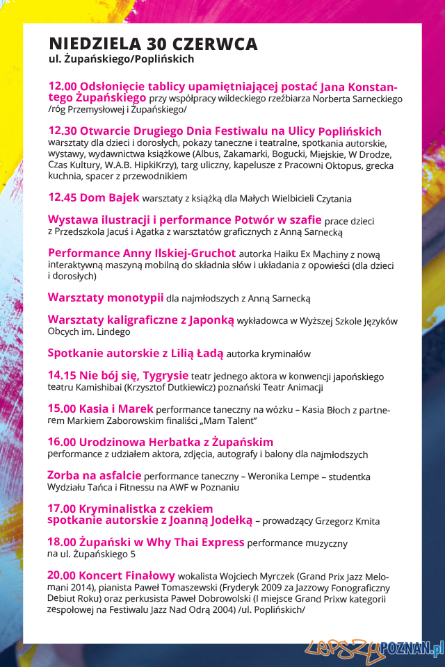 Program Festiwalu Żupańskiego Foto: materiały prasowe Program Festiwalu Żupańskiego Foto: materiały prasowe